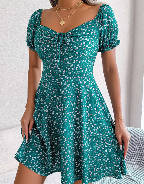 Load image into Gallery viewer, Ditsy Floral Drawstring A-Line Dress
