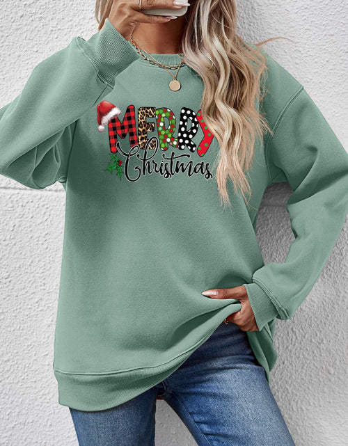 Load image into Gallery viewer, MERRY CHRISTMAS Round Neck Dropped Shoulder Sweatshirt
