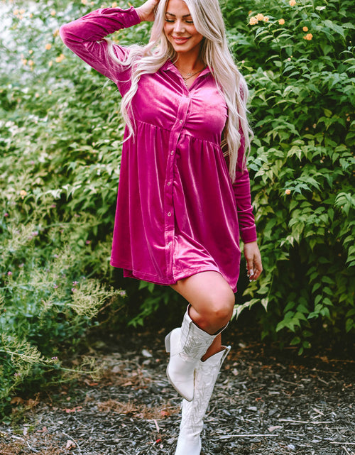 Load image into Gallery viewer, Lennon Long Sleeve Ruffle Velvet Dress by Poppy Lee Lane
