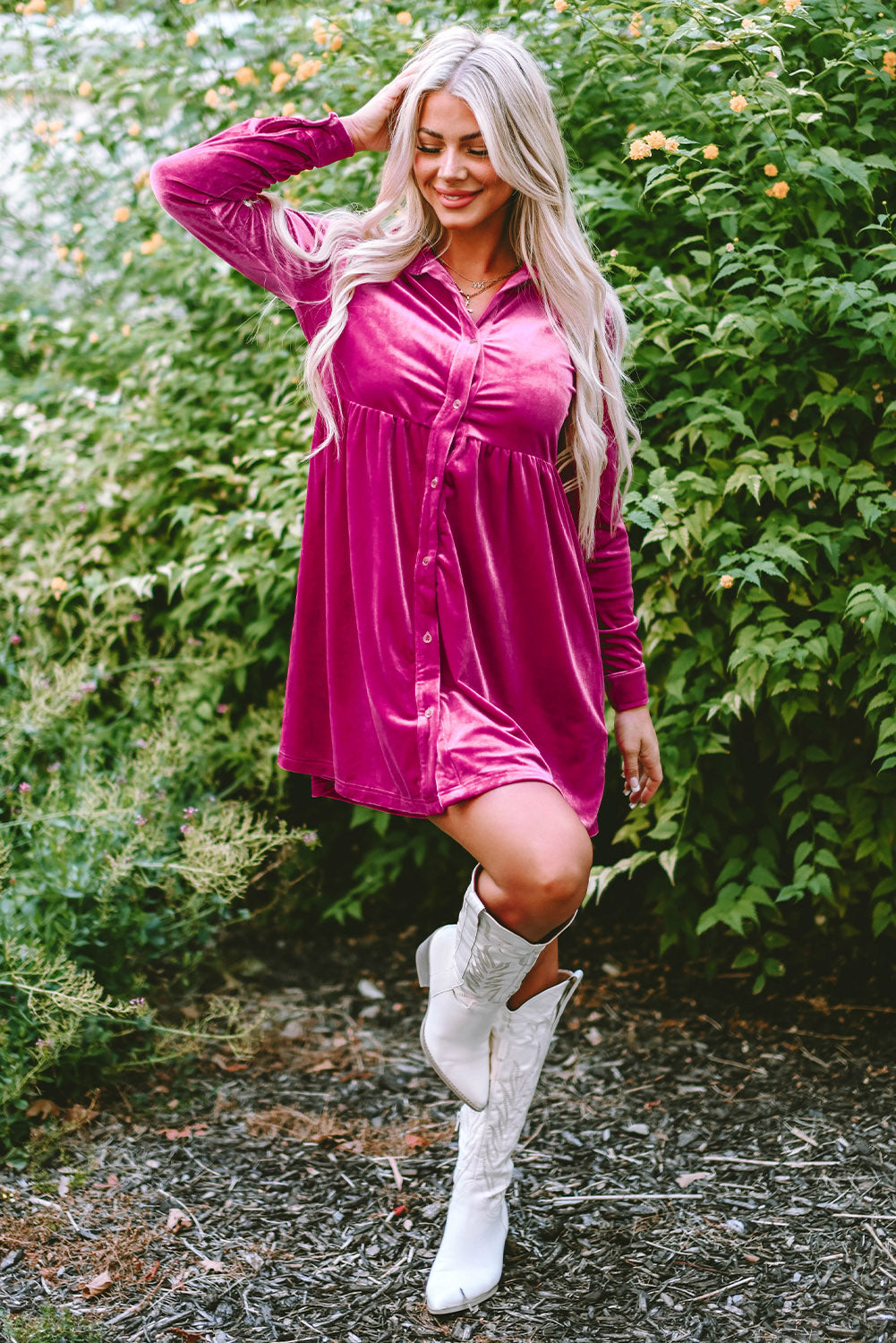 Lennon Long Sleeve Ruffle Velvet Dress by Poppy Lee Lane