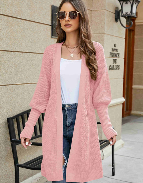 Load image into Gallery viewer, Open Front Lantern Sleeve Cardigan
