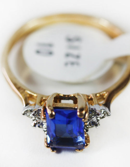 Load image into Gallery viewer, Vintage Ring Clear Austrian Crystals 18k Yellow Gold Electroplated Womens Birthstone Made in USA by PVD Vintage Jewelry
