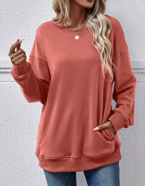 Load image into Gallery viewer, Dropped Shoulder Sweatshirt with Pockets
