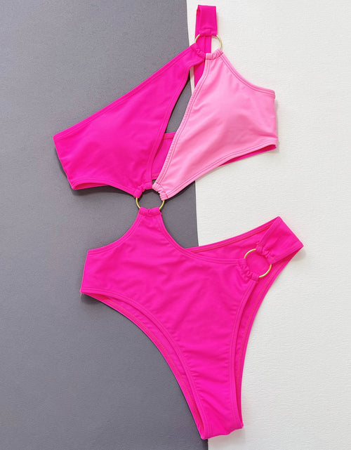 Load image into Gallery viewer, One-Shoulder Cutout Ring Detail One-Piece Swimsuit
