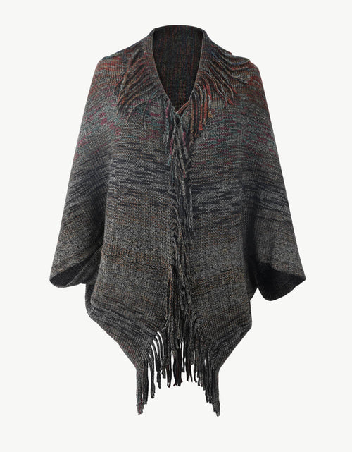 Load image into Gallery viewer, Multicolored Fringe Trim Poncho
