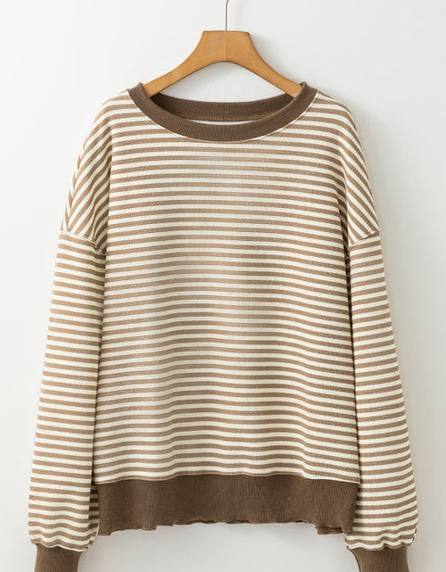 Load image into Gallery viewer, Striped Round Neck Long Sleeve Sweatshirt
