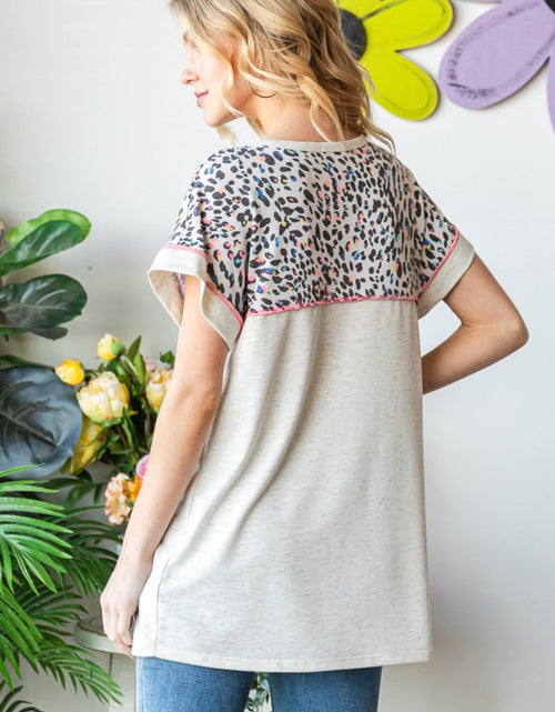 Load image into Gallery viewer, Heimish Full Size Exposed Seam Leopard Short Sleeve T-Shirt

