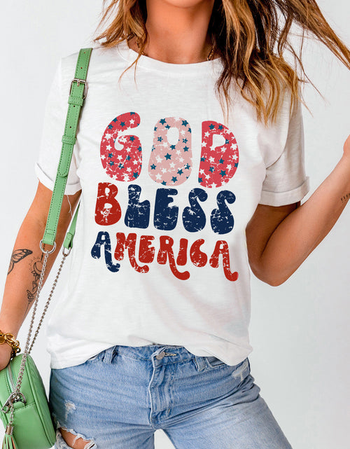 Load image into Gallery viewer, Letter Graphic Round Neck Short Sleeve T-Shirt
