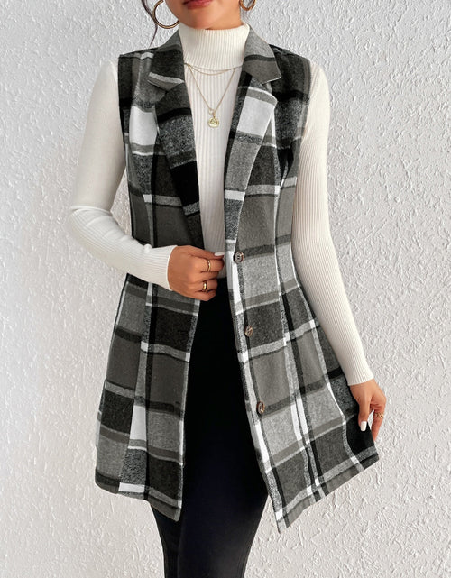 Load image into Gallery viewer, Honey Plaid Button Up Vest Coat
