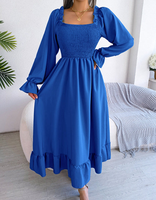 Load image into Gallery viewer, Smocked Square Neck Flounce Sleeve Dress
