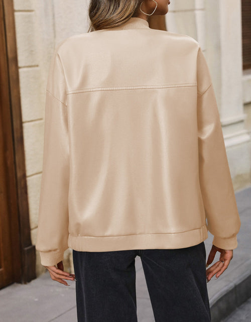 Load image into Gallery viewer, Ivy Lane Zip Up Baseball Collar Dropped Shoulder Jacket
