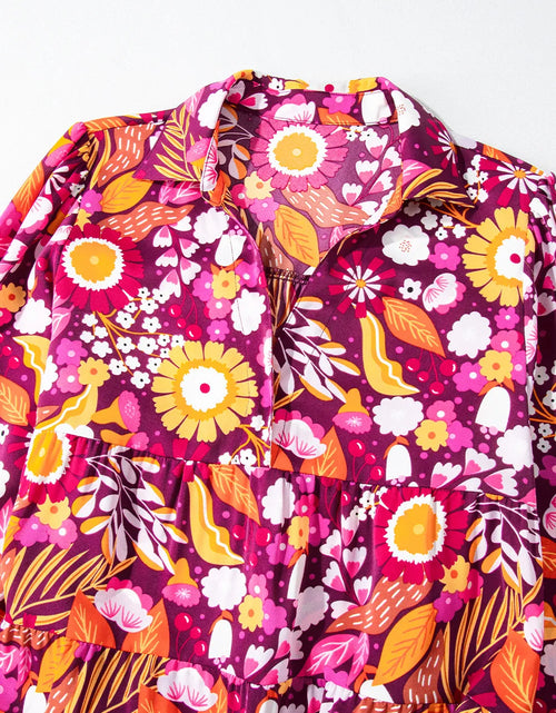 Load image into Gallery viewer, Printed Johnny Collar Long Sleeve Midi Dress
