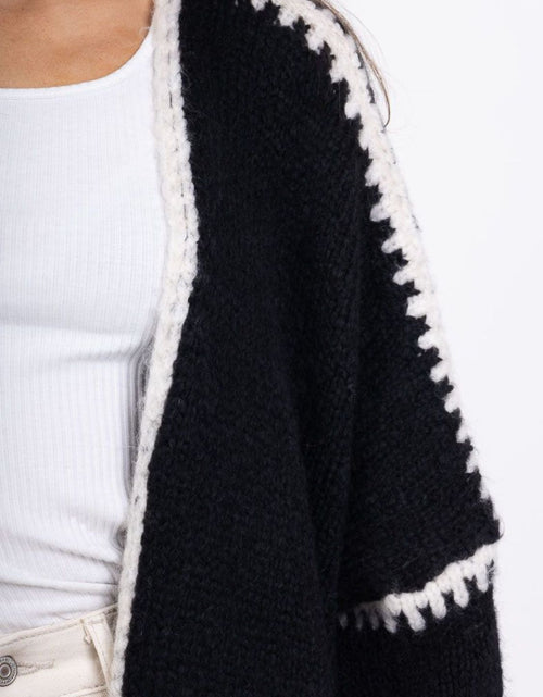 Load image into Gallery viewer, Double Take Contrast Open Front Dropped Shoulder Cardigan
