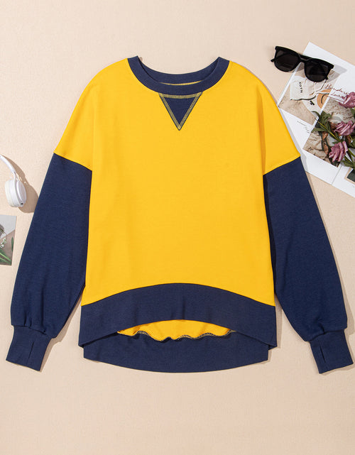 Load image into Gallery viewer, Contrast Round Neck Long Sleeve Sweatshirt
