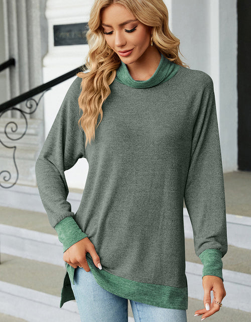 Load image into Gallery viewer, Slit Mock Neck Long Sleeve T-Shirt
