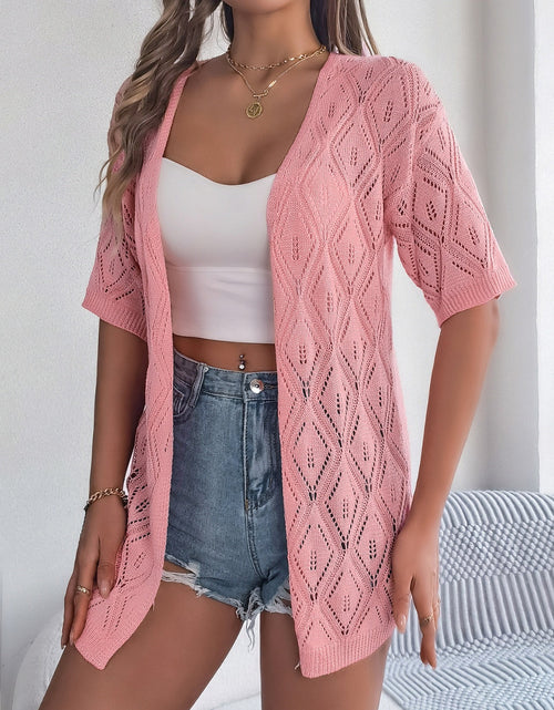 Load image into Gallery viewer, Openwork Open Front Half Sleeve Cardigan
