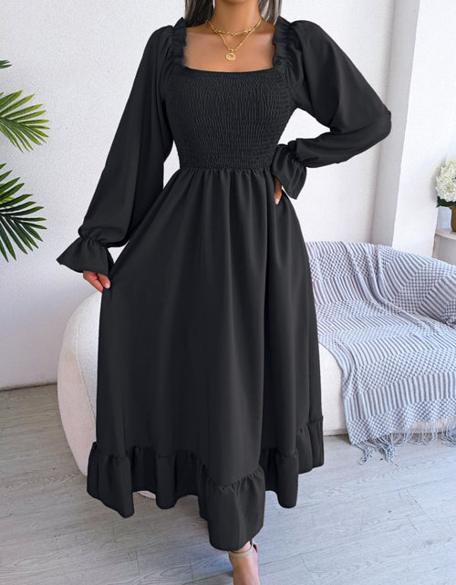 Load image into Gallery viewer, Smocked Square Neck Flounce Sleeve Dress
