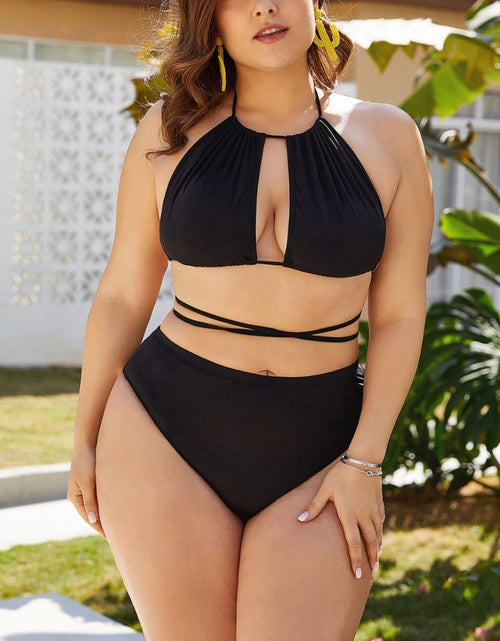 Load image into Gallery viewer, Plus Size Cutout Tied Backless Bikini Set
