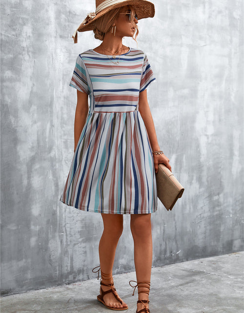 Load image into Gallery viewer, Striped Round Neck Dress
