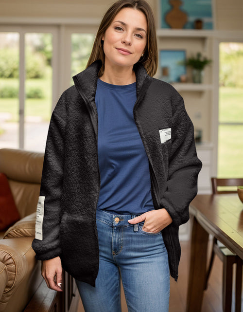 Load image into Gallery viewer, Full Size Turtleneck Zip Up Long Sleeve Sherpa Jacket
