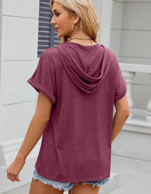 Load image into Gallery viewer, Florira Hooded Short Sleeve T-Shirt
