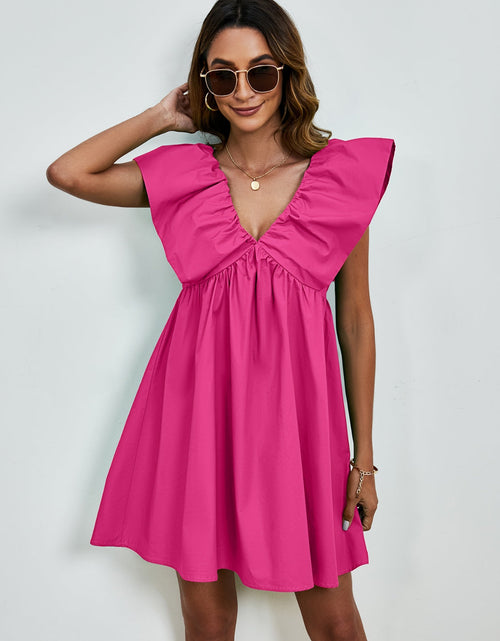 Load image into Gallery viewer, V-Neck Cap Sleeve Mini Dress

