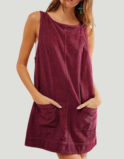 Load image into Gallery viewer, Mandy Round Neck Wide Strap Mini Dress with Pockets
