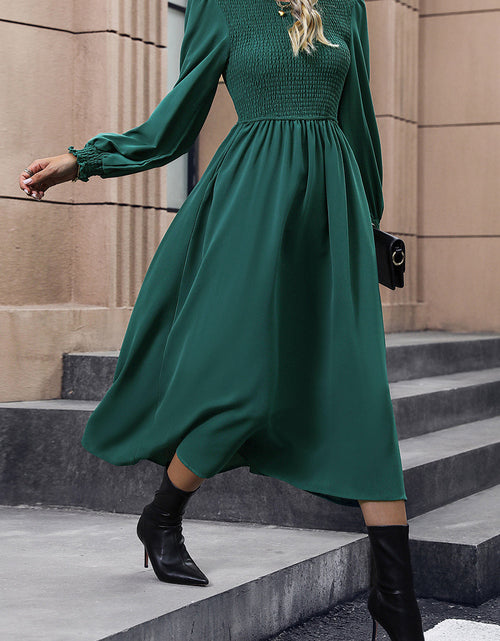 Load image into Gallery viewer, Perfee Smocked Long Sleeve Midi Dress
