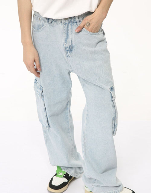 Load image into Gallery viewer, Men's Washed Straight Cargo Jeans
