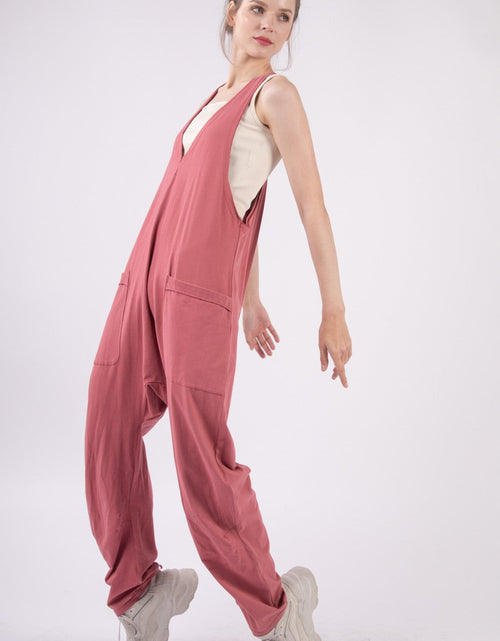 Load image into Gallery viewer, VERY J  Plunge Sleeveless Jumpsuit with Pockets
