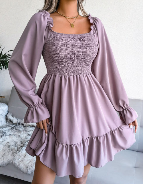 Load image into Gallery viewer, Smocked Flounce Sleeve Square Neck Dress

