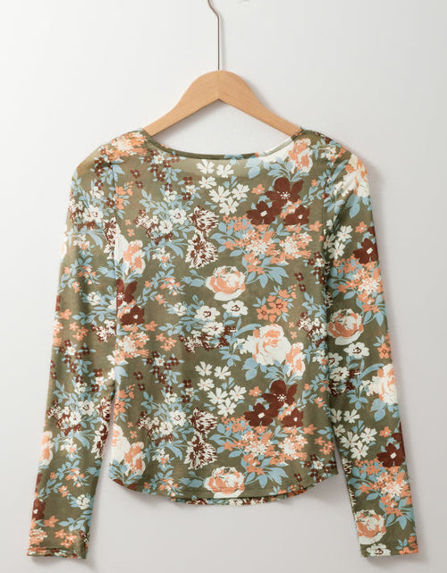 Load image into Gallery viewer, Floral Round Neck Long Sleeve T-Shirt
