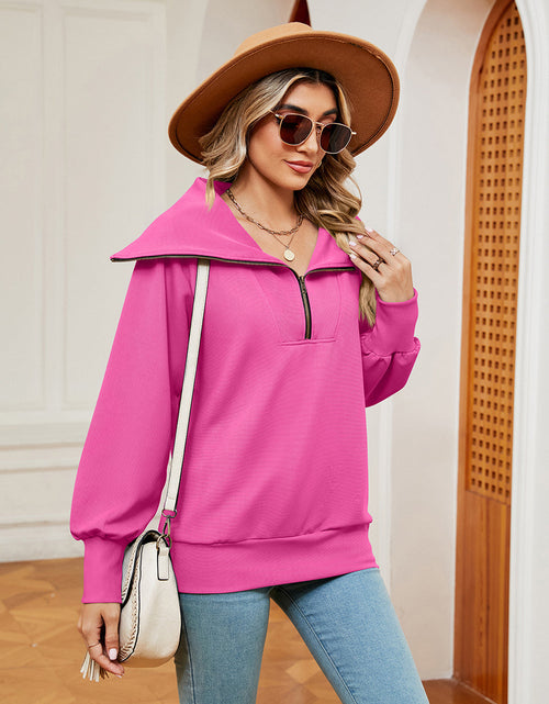 Load image into Gallery viewer, Half-Zip Collared Sweatshirt
