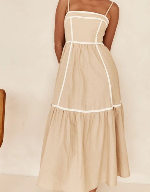 Load image into Gallery viewer, Contrast Trim Square Neck Midi Cami Dress
