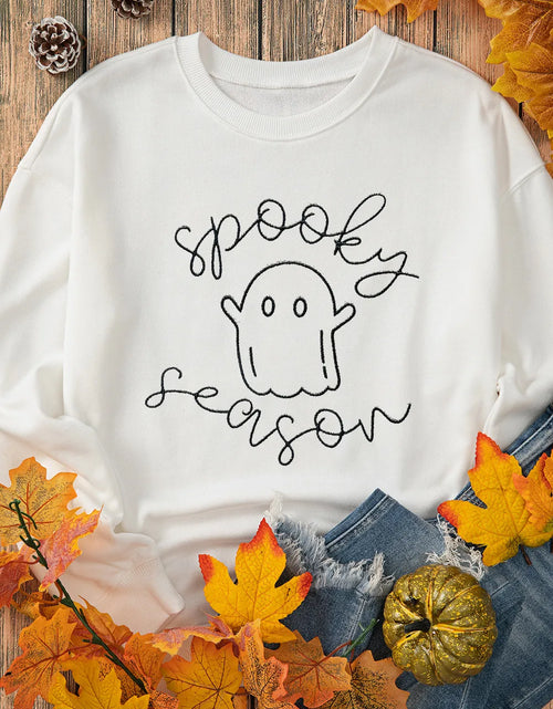 Load image into Gallery viewer, Ghost Graphic Long Sleeve Dropped Shoulder Sweatshirt
