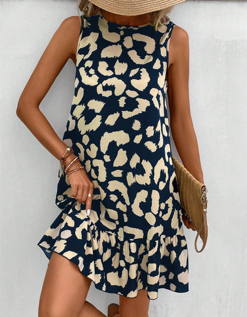 Load image into Gallery viewer, Tied Leopard Round Neck Tank Dress
