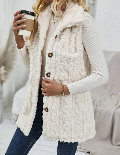 Load image into Gallery viewer, Fuzzy Button Up Vest Coat
