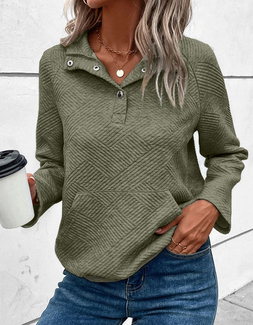 Load image into Gallery viewer, Geometric Snap Button Long Sleeve Sweatshirt
