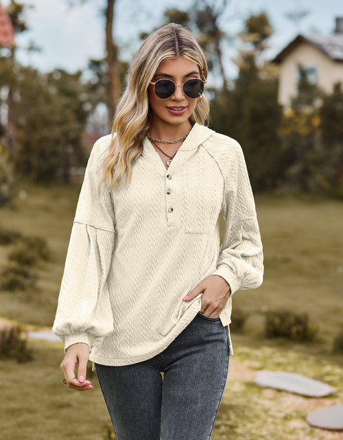 Load image into Gallery viewer, Cable-Knit Dropped Shoulder Hoodie
