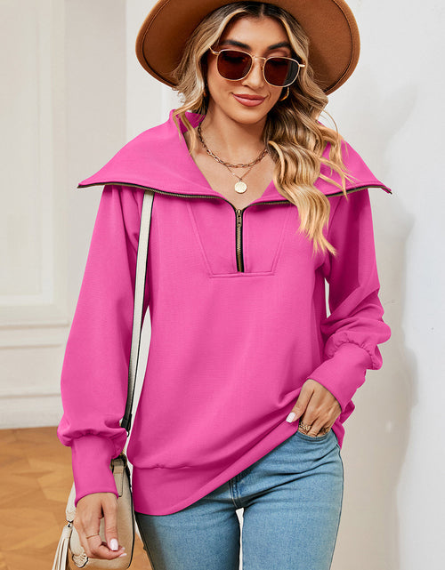 Load image into Gallery viewer, Half Zip Lantern Sleeve Sweatshirt
