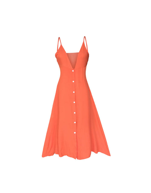Load image into Gallery viewer, Buttoned Plunge Midi Cami Dress
