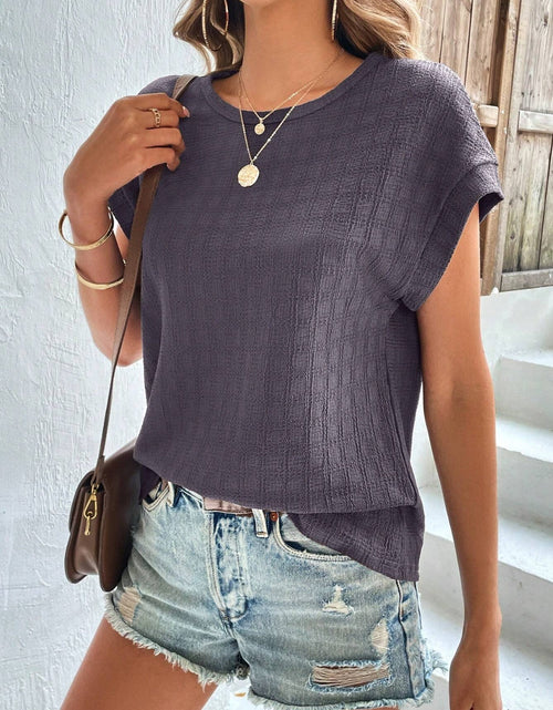 Load image into Gallery viewer, Textured Round Neck Short Sleeve Top
