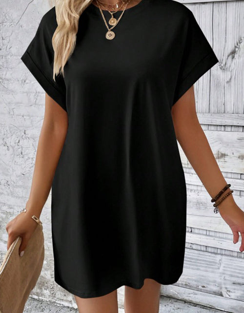 Load image into Gallery viewer, Pocketed Round Neck Short Sleeve Dress
