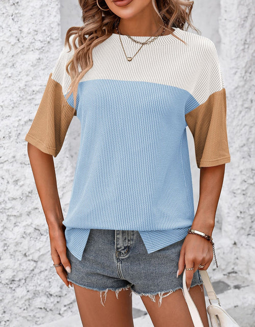 Load image into Gallery viewer, Mandy Color Block Round Neck Half Sleeve T-Shirt
