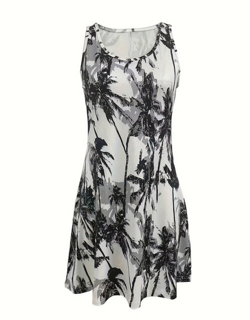Load image into Gallery viewer, Printed Scoop Neck Wide Strap Mini Dress
