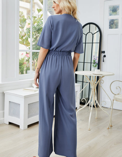 Load image into Gallery viewer, Tie Front Cutout Wide Leg Jumpsuit
