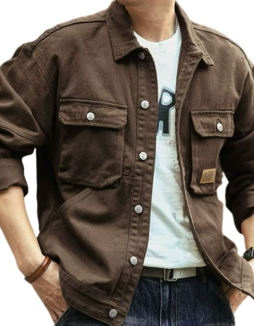 Load image into Gallery viewer, Men's Washed Collared Neck Cargo Jacket
