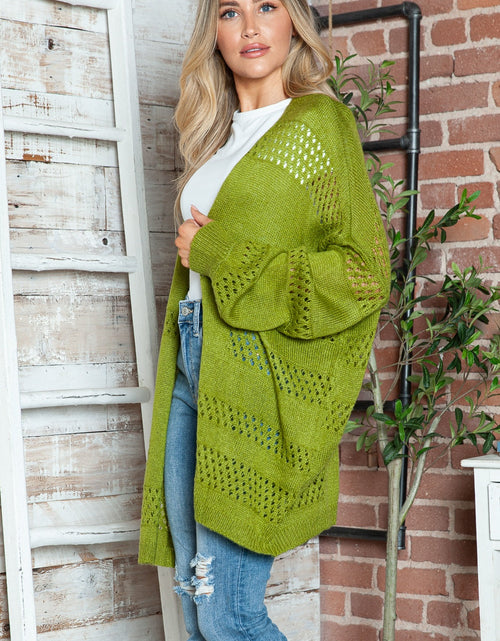 Load image into Gallery viewer, Openwork Open Front Long Sleeve Cardigan
