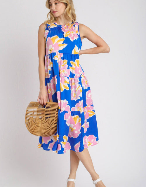 Load image into Gallery viewer, Umgee Full Size Floral Tiered Midi Tank Dress Plus Size
