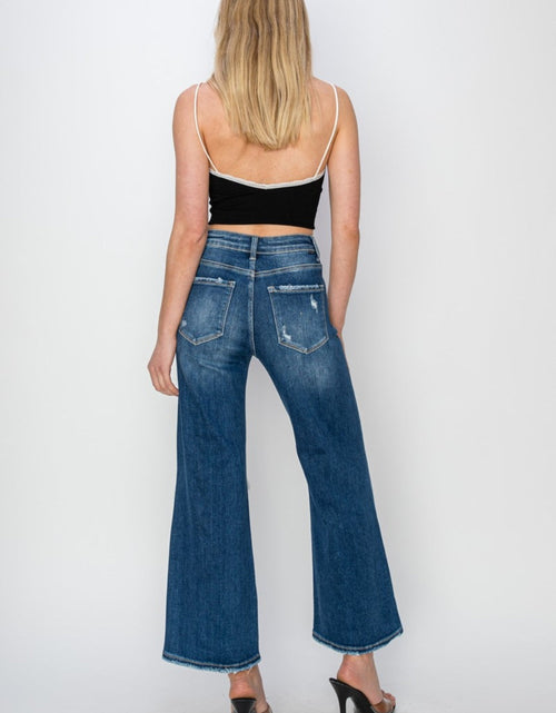 Load image into Gallery viewer, Risen Full Size High Rise Patch Detailed Wide Leg Crop Jeans
